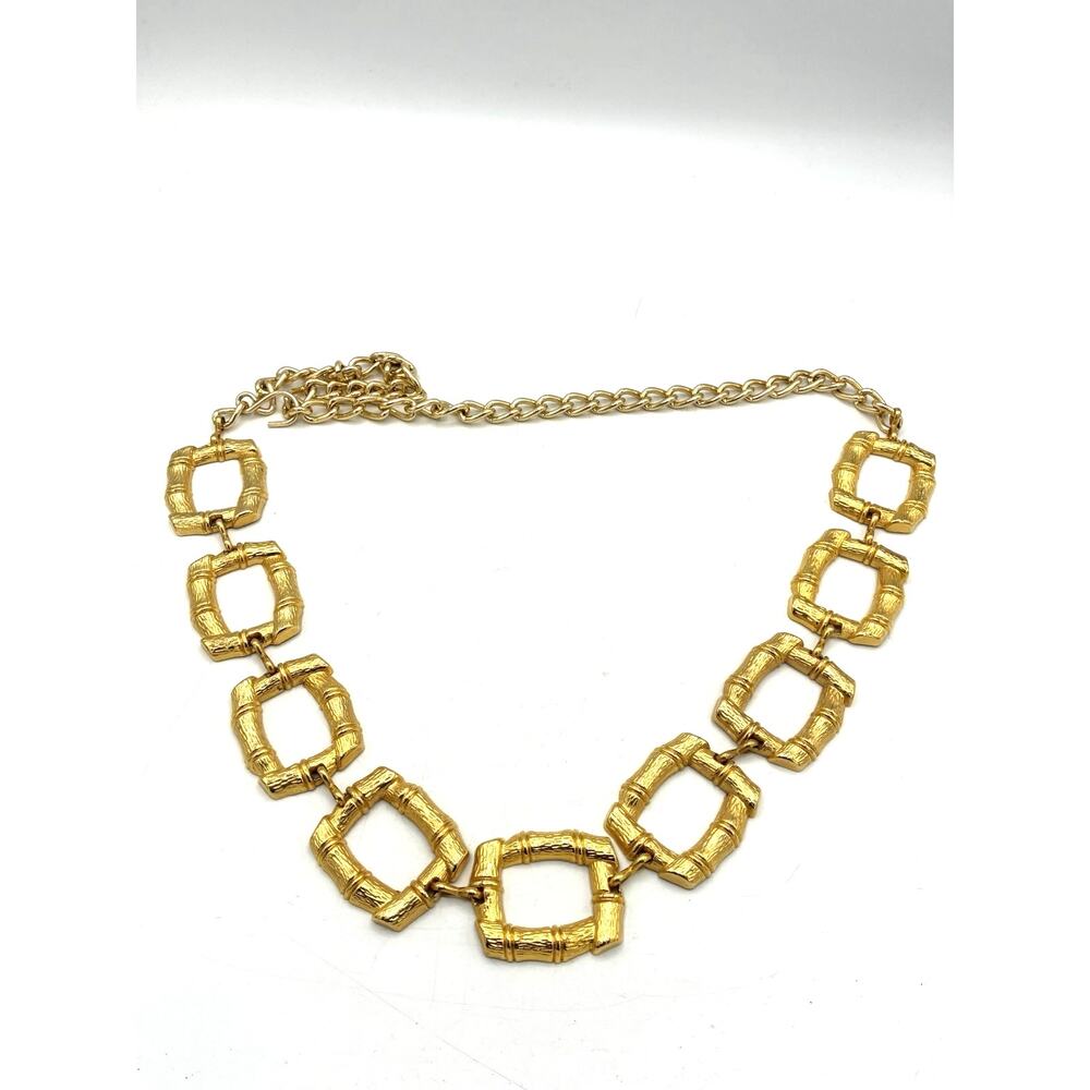 Vintage Omega Gold Tone Bamboo Link Chain Belt Chunky Statement 80s 42 Inch